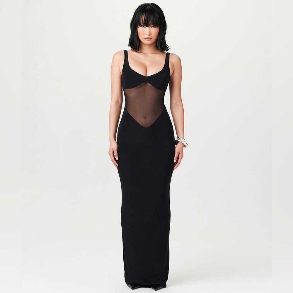 Naked Wardrobe Hourglass Mesh Contrast Dress